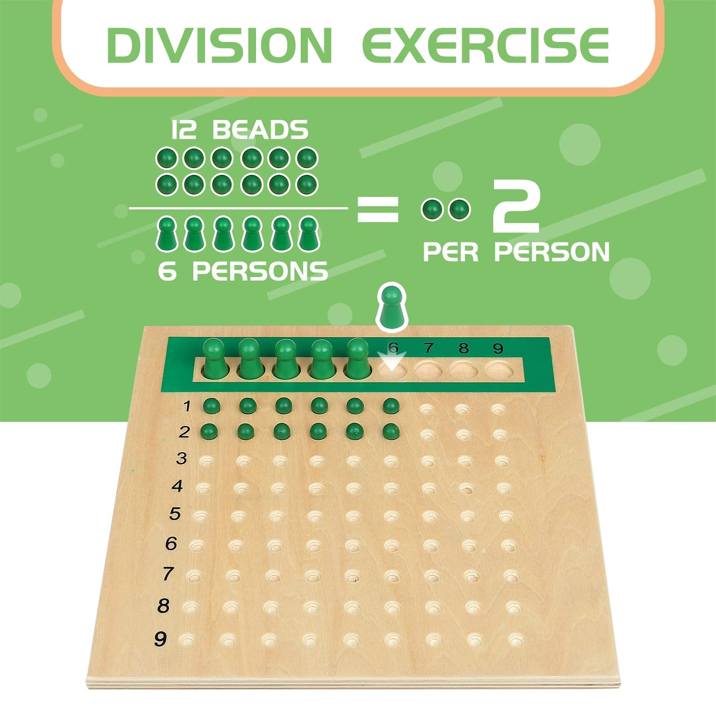 Yhzan Montessori Math Material Multiplication And Division Board Game Bead Boxed Arithmatics Wooden Math Manipulatives For Homeschool Classroom Kids Educational Toy