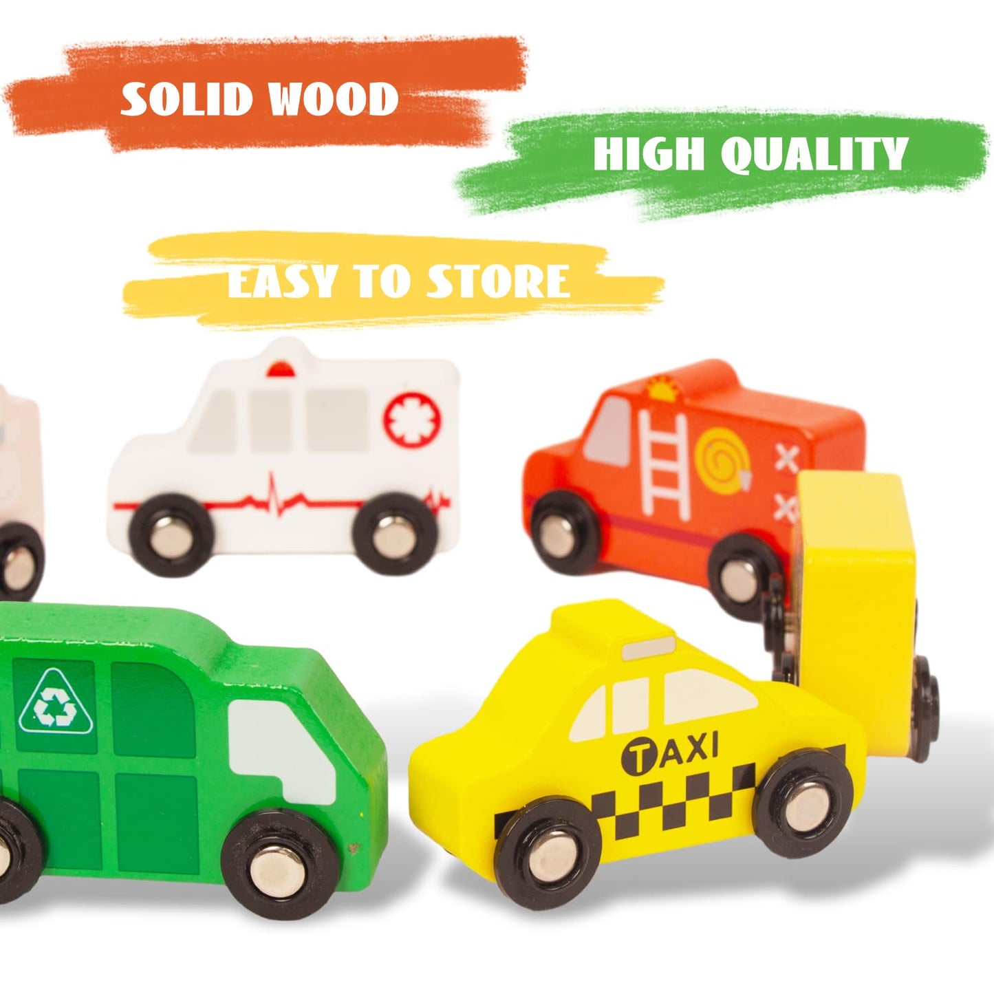 Woodenedu Wooden Train Car Sets For Toddlers, Train Toy Magnetic Sets Fits Brio, Thomas, Melissa And Doug, Kids For Boys Girls 3