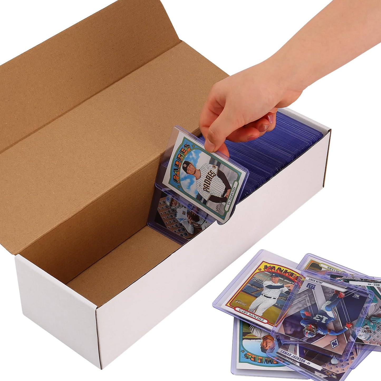 Card Box 4 Pack-3200 Count,Trading Card Storage Box With 10 Dividers&6 Labels,Card Organizer Corrugated Cardboard Storage,Card G