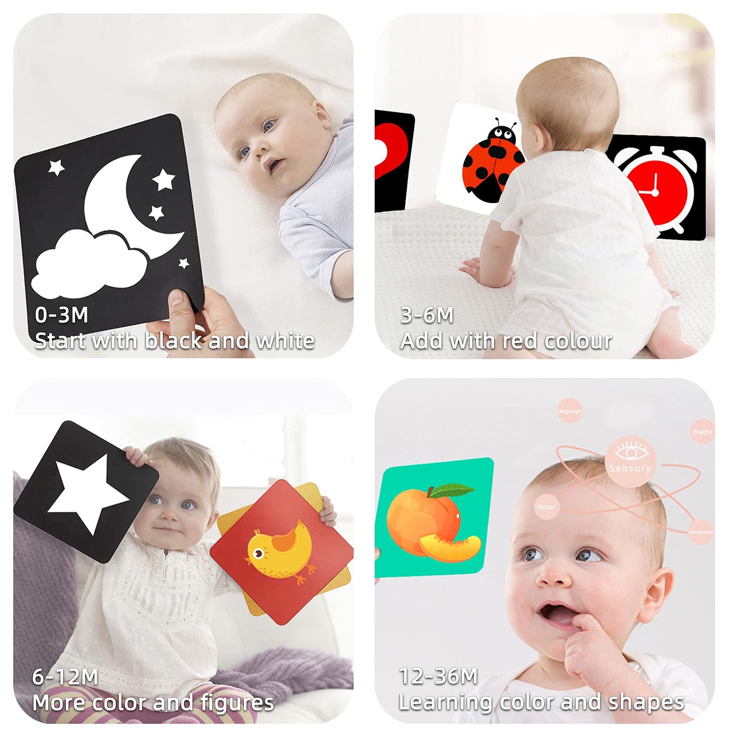 TOUHKAN Baby Flash Cards 6 to 12 Months, High Contrast Baby Toys for Newborn, Black and White Cards for Newborns, Sensory Toys f