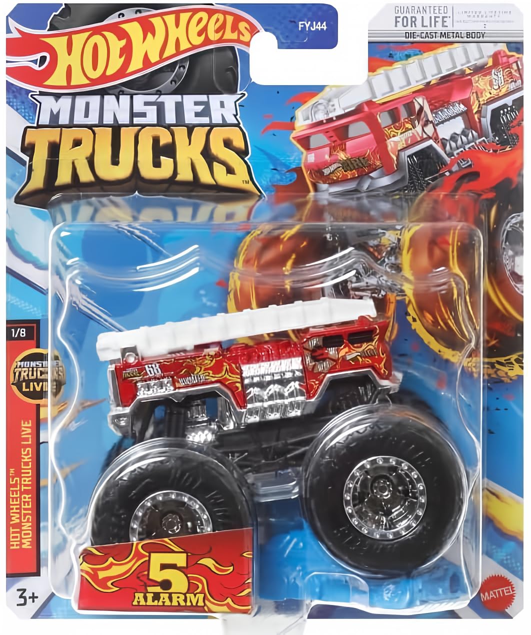 Monster Trucks 5 Alarm Fire Truck, 2023 Connect and Crash (1:64 Scale) Red