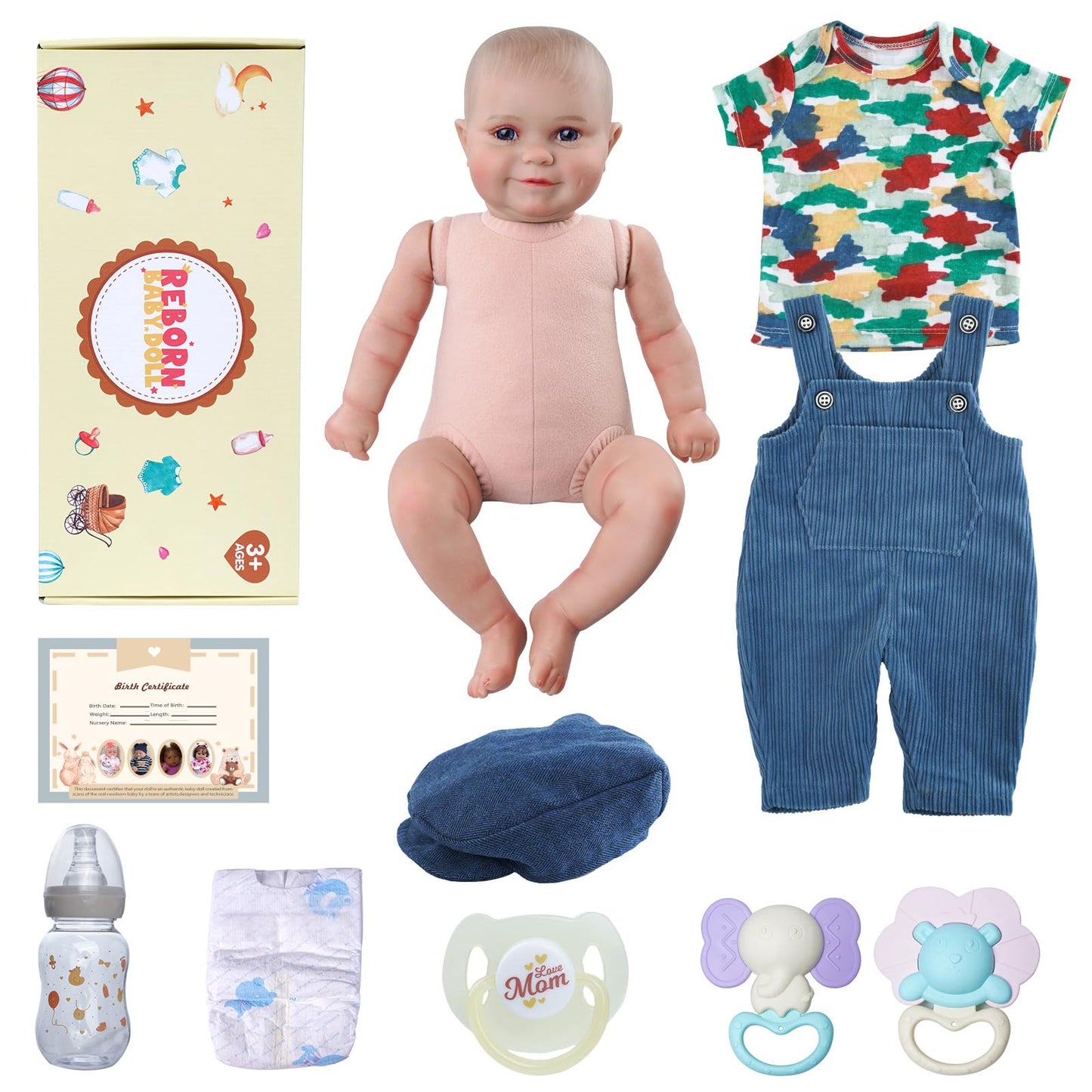 BABESIDE Reborn Baby Dolls Boy - 20 inch Handmade Realistic Soft Vinyl Body Life Like Realistic Newborn Baby Dolls for Girls Boy