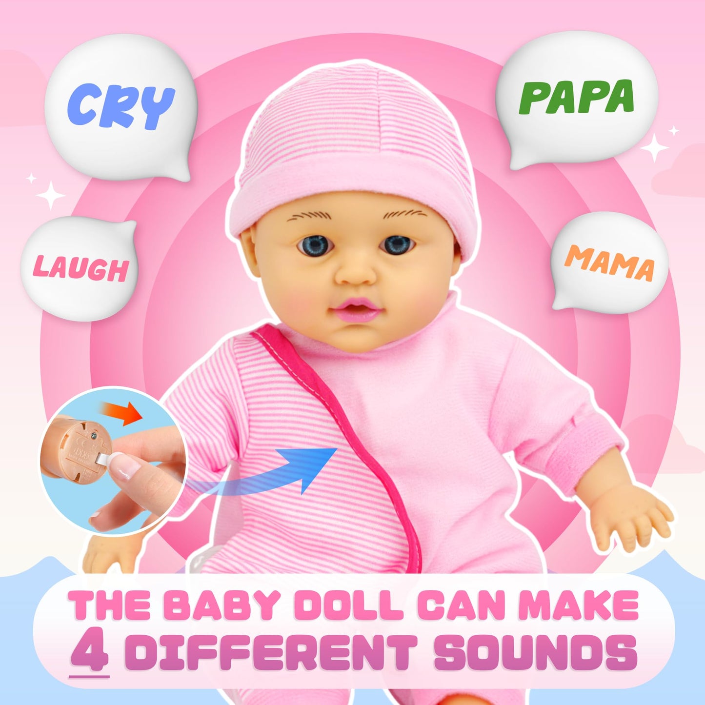 Smilesskiddo Talking Baby Doll With Toy Doctor Kit For Kids - Soft Body Dolls & 10 Pcs Pretend Play Medical Doctor Playset For T