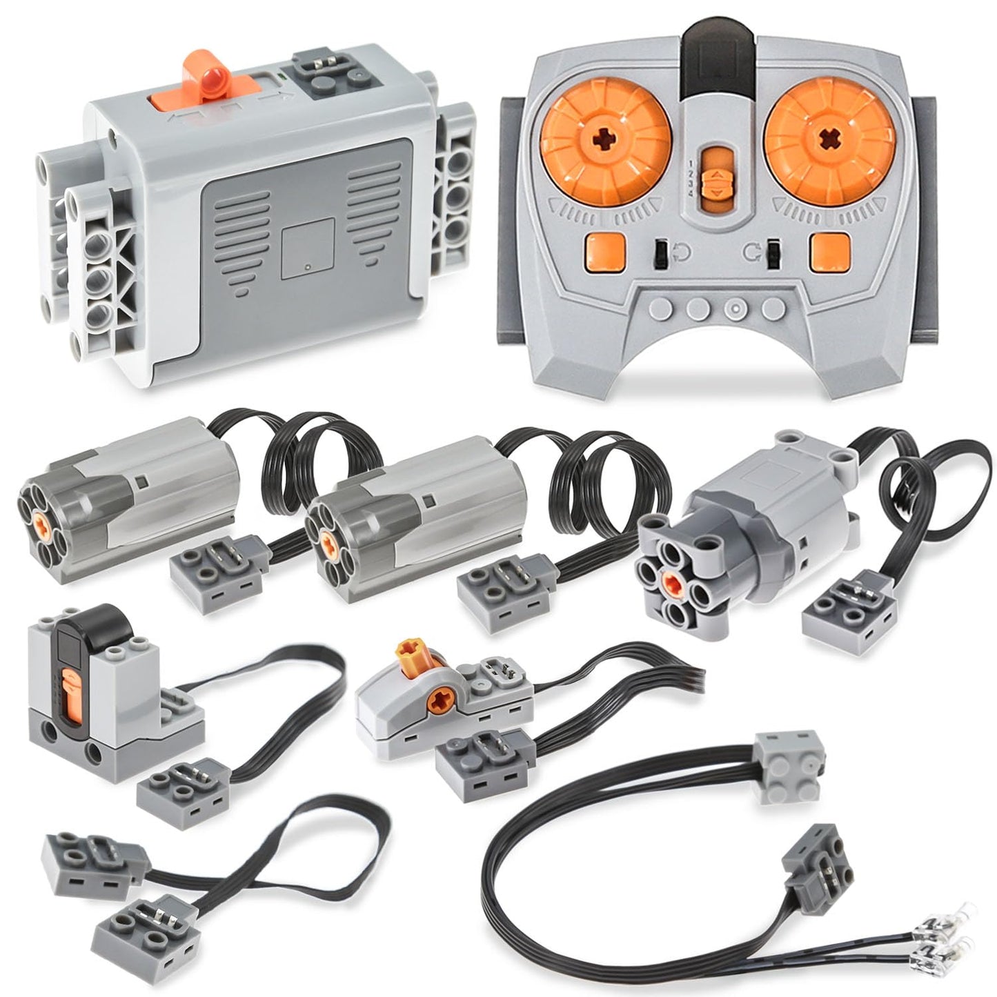 9-In-1 Technic-Motor-Kit Compatible With Lego, Power Functions Motor Set With M & L Motors, Remote Control, Ir Receiver, Aa Batt