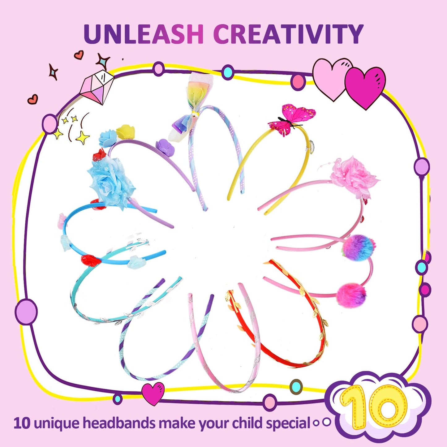 Heroange Headband Making Kit For Girls, Arts And Crafts For Kids Ages 5-7, Diy Hair Accessories Set For Girls Toys 8-12, Made Yo