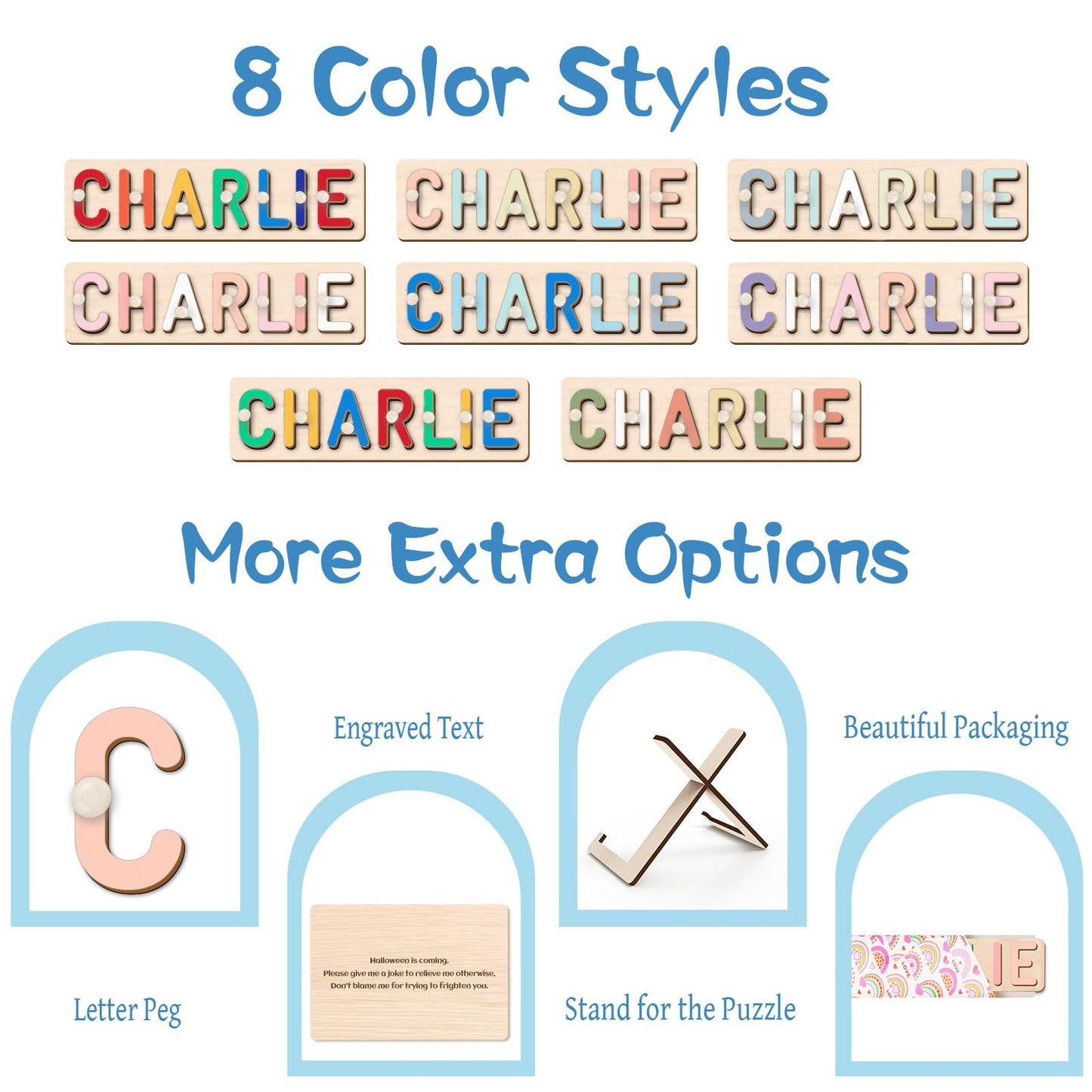 Wooden Name Puzzle for Toddlers 1-3, Alphabet Shape Number Name Puzzle for Kids Personalized Baby Gifts 1st Birthday Girl Boy Gi