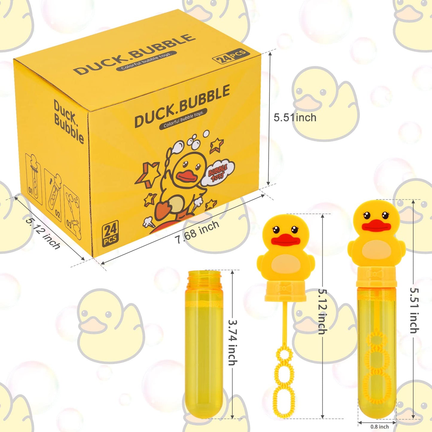 Bubbles For Kids Rubber Duck Toy Party Favors 24 Pcs Outdoor Bubble Wands Birthday Party Gift Bath Toy Rubber Duck Pool Toy Rubber Duck