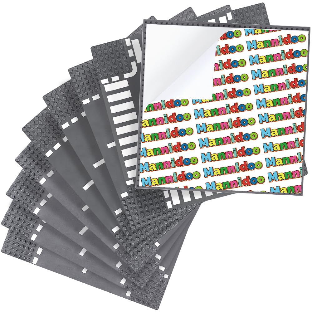 Mannidoo City Road Peel-And-Stick Baseplates, 9 Packs 10'' X 10'' Classic Adhesive Street Road Plates For Tables/Walls - Compati
