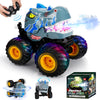 Drefirsa Remote Control Car for Boys 4-7 8-12, Dinosaur Monster Truck Toys with 50min+ Runtime, Spray, LED Light, 360 Rotating &