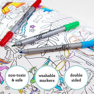 eatsleepdoodle Original Doodle Washable Markers, Classic Colors, Double-Ended Felt Tip, Pack of 10, Plastic Material