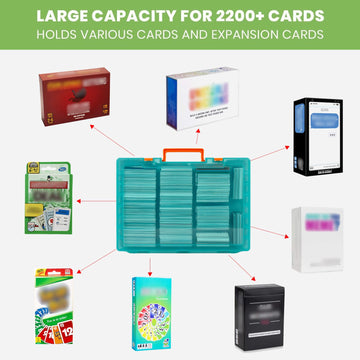 Alkoo 2200+ Card Case Holder, For C.A.H For Mtg Deck Box Organizer, Storage Compatible With Cards Against Humanity For Magic The Gathering For Yugioh For Topps Baseball For Taco Cat Goat Cheese Pizza