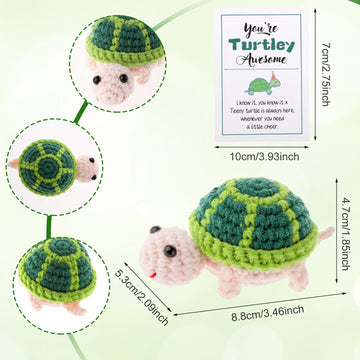 Grevosea Mini Funny Positive Turtle, 3 Inch Positive Turtle Crochet Handmade Cute Wool Funny Knitted Positive Turtle Doll Gifts For New Year Birthday Friends Party Decoration Encouragement