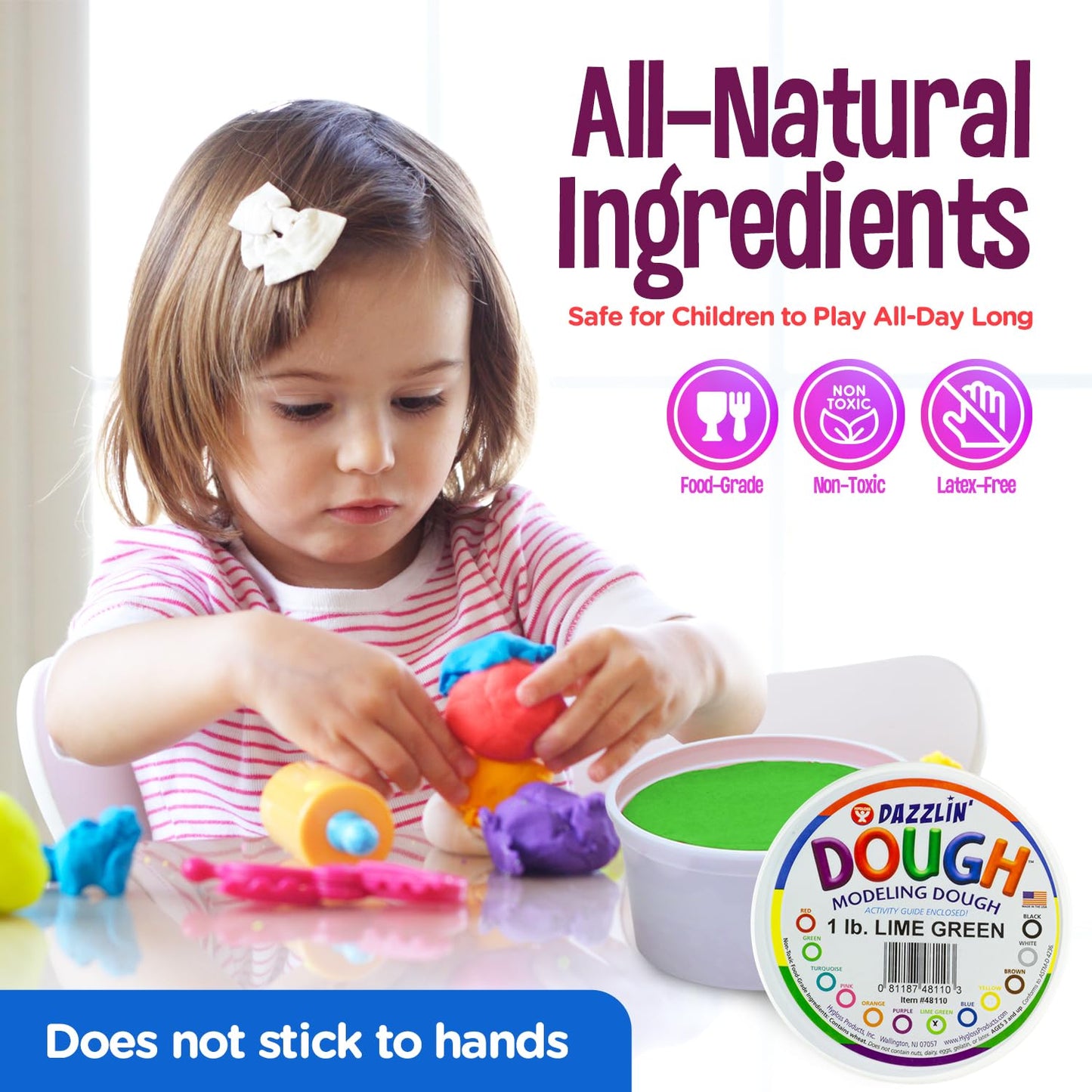 Hygloss Play Modeling Dough - 1Lb. - Easter Basket Stuffer - Unscented Dough - Safe & Non-Toxic For Kids Arts & Crafts - Party Favors - Classroom Supplies, Lime Green