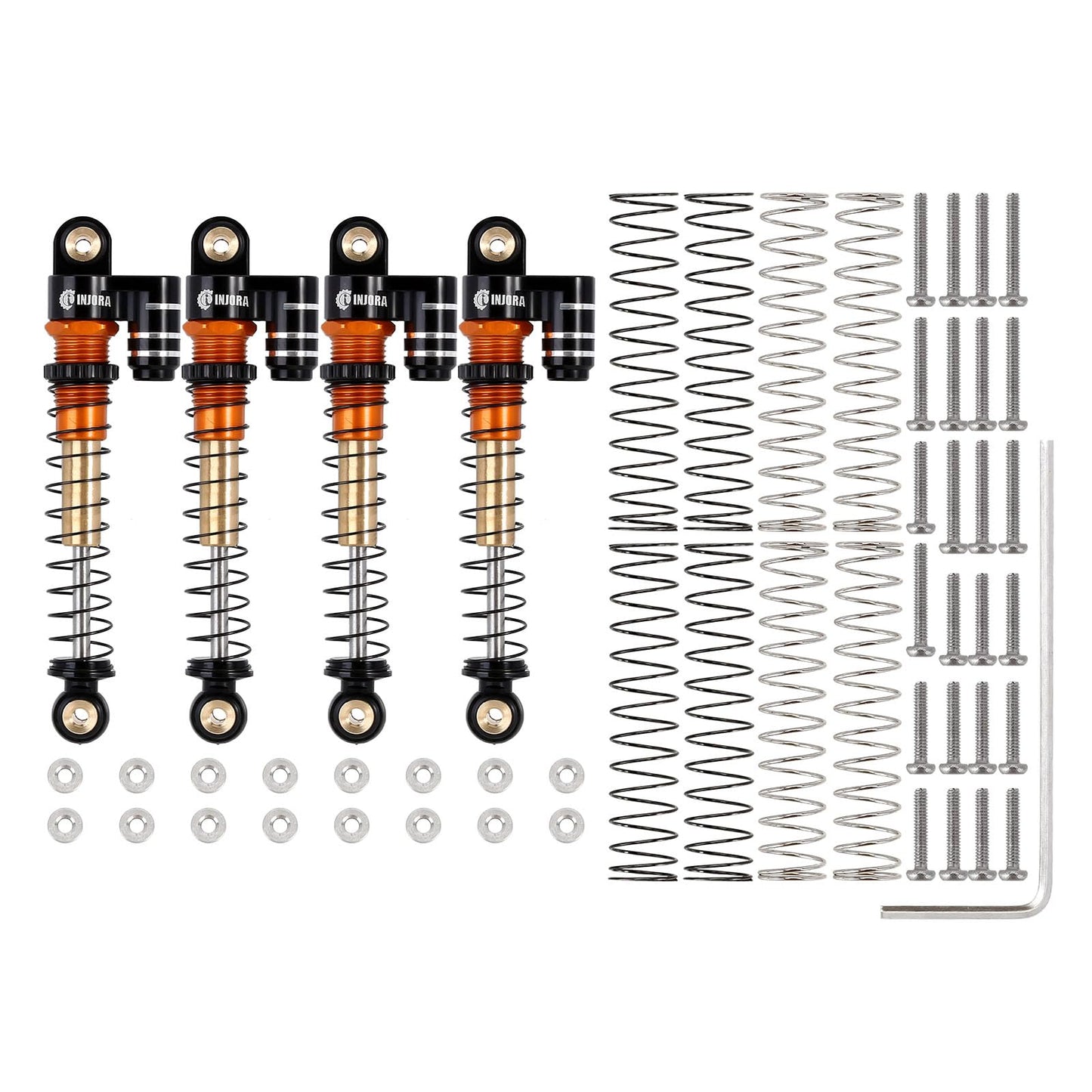 INJORA 43mm Aluminum Threaded Double Barrel Shocks Dampers for Axial SCX24(Gold)