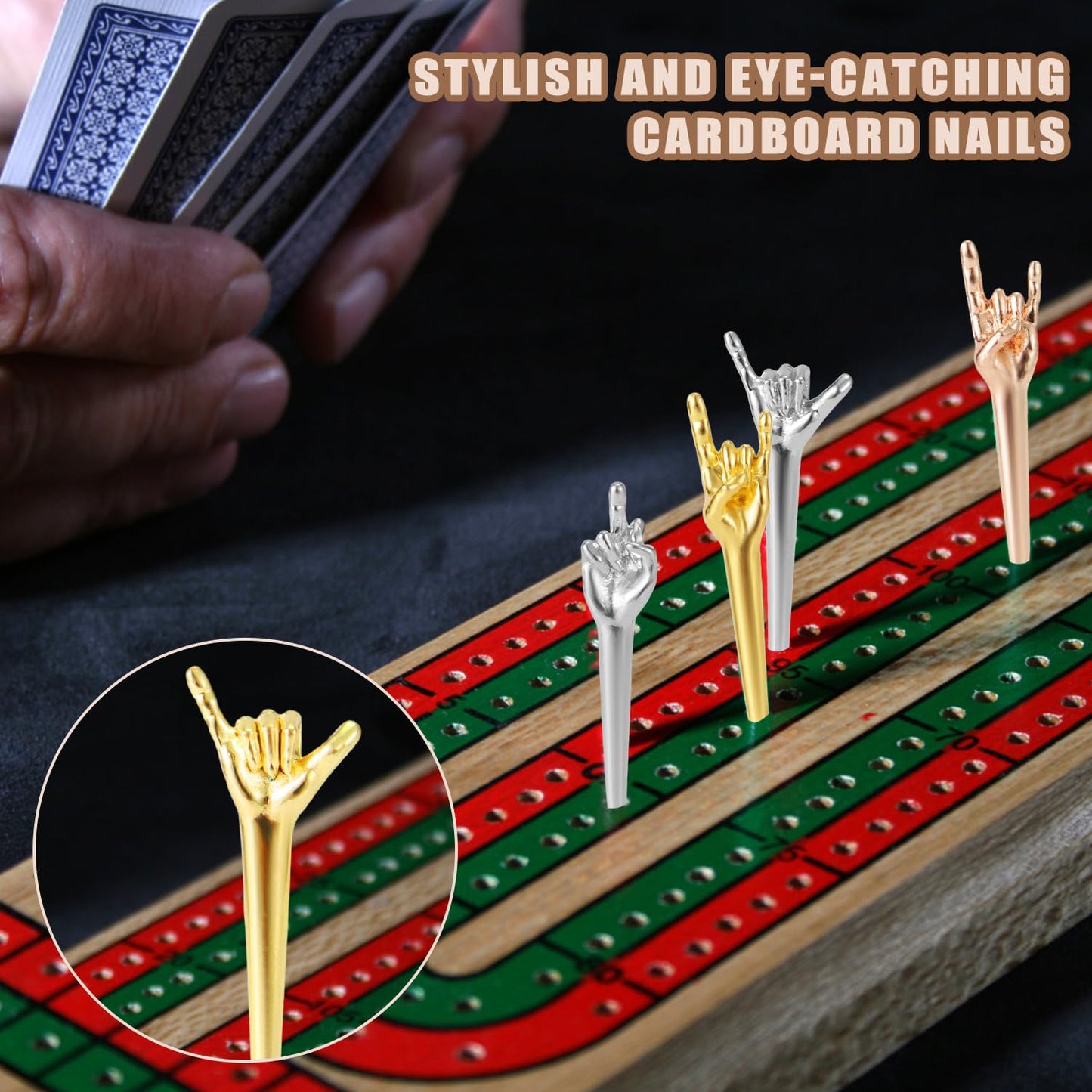 9Pcs Cribbage Board Pegs, Metal Cribbage Pegs Funny Finger Pegs Gesture Cribbage Pegs Cribbage Board Game Accessories For Friend