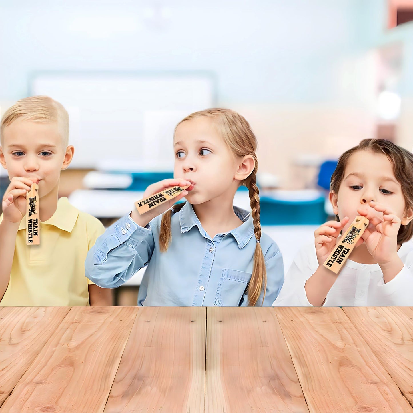 RINCO 5.75 Wooden Train Whistles - 12 Pack