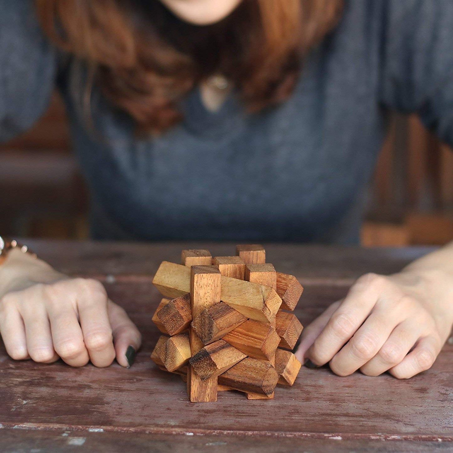 Lumberjack's Challenge: enhanced STEM 3D Brainteaser Wood Puzzle for mature-themeds from SiamMandalay with SM Gift Box(Pictured) Mechanical Interlocking Puzzle - Eco Friendly Handmade Educational Games