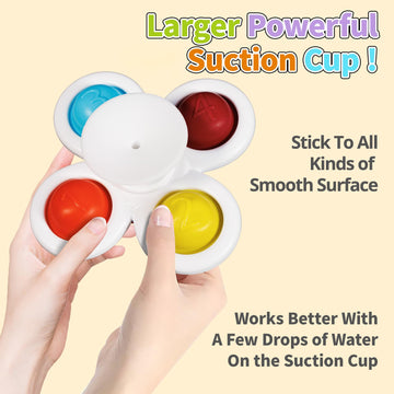 Alasou 3Pcs Pop Suction Cup Spinner Toys For 1 Year Old Boy Girl|Novelty Spinning Tops Toddler Toys Age 1-2|Sensory Baby Bath To