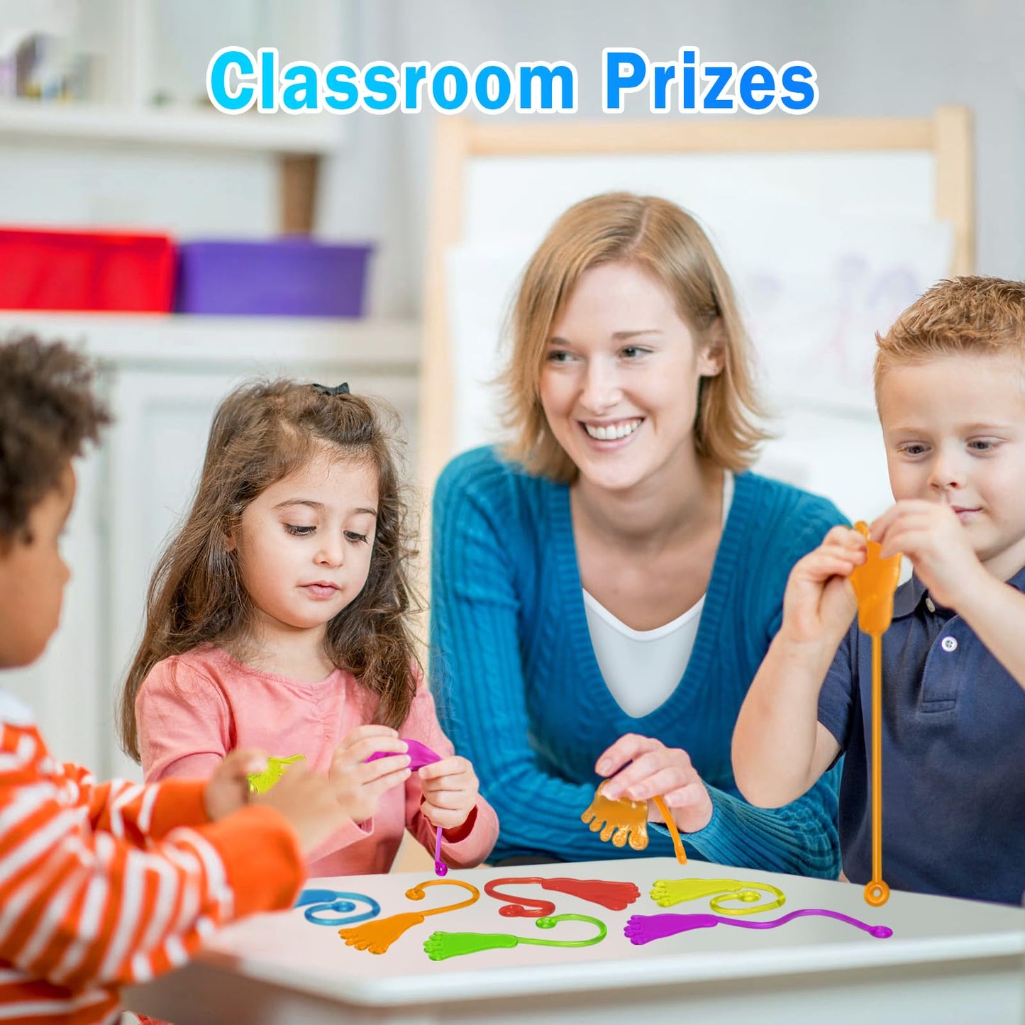 48Pcs Sticky Hands Bulk Kids Party Favors Foot Shape Stretchy Sticky Hand Fidget Toys Kids Easter Basket Stuffers Birthday Goodie Bag Stuffers Treasure Box Toys For Classroom Prizes Party Supplies