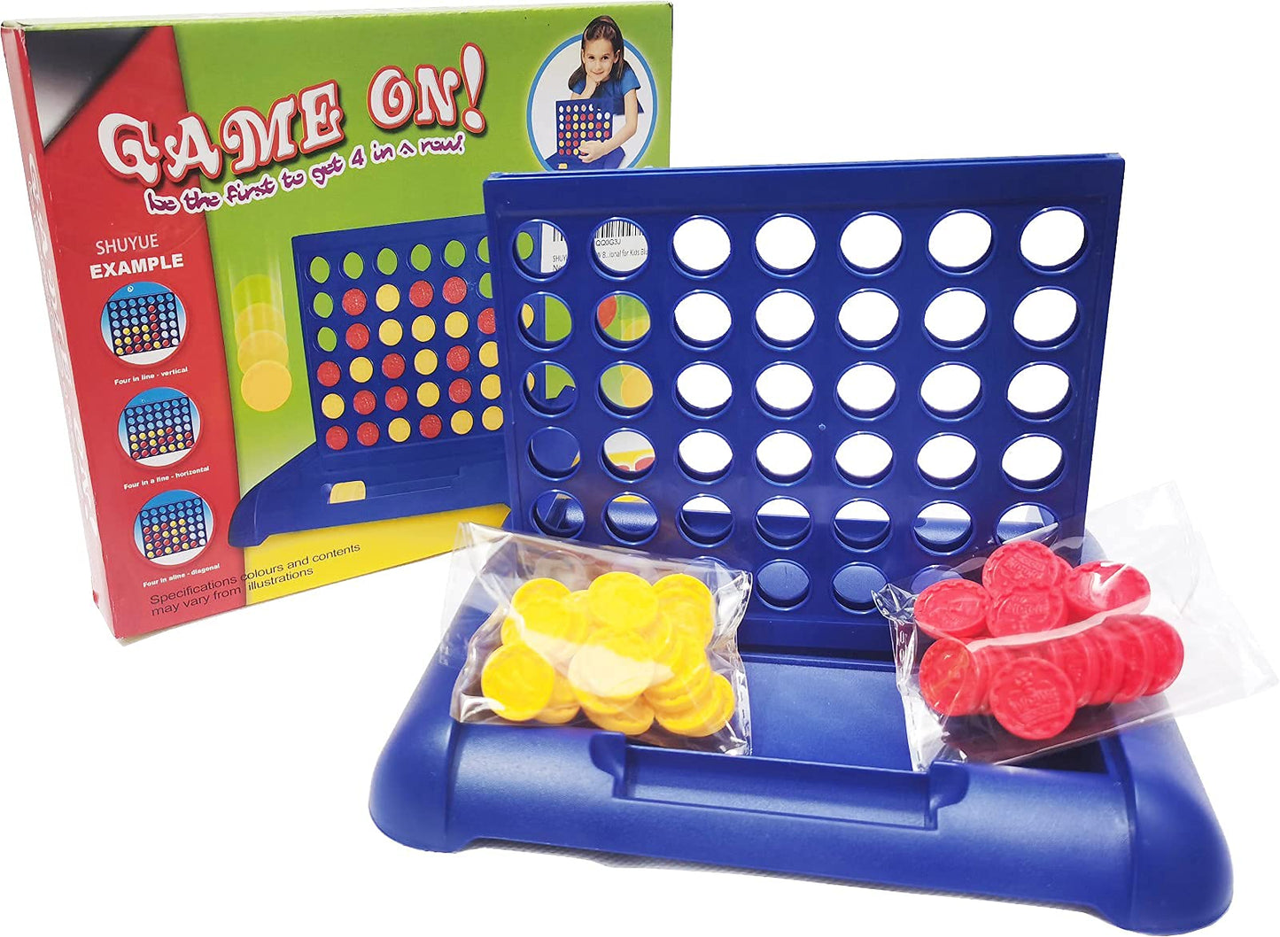 SHUYUE 4 in A Row Board Games Foldable Line up 4 Toys Childrens Educational for Kids Blue