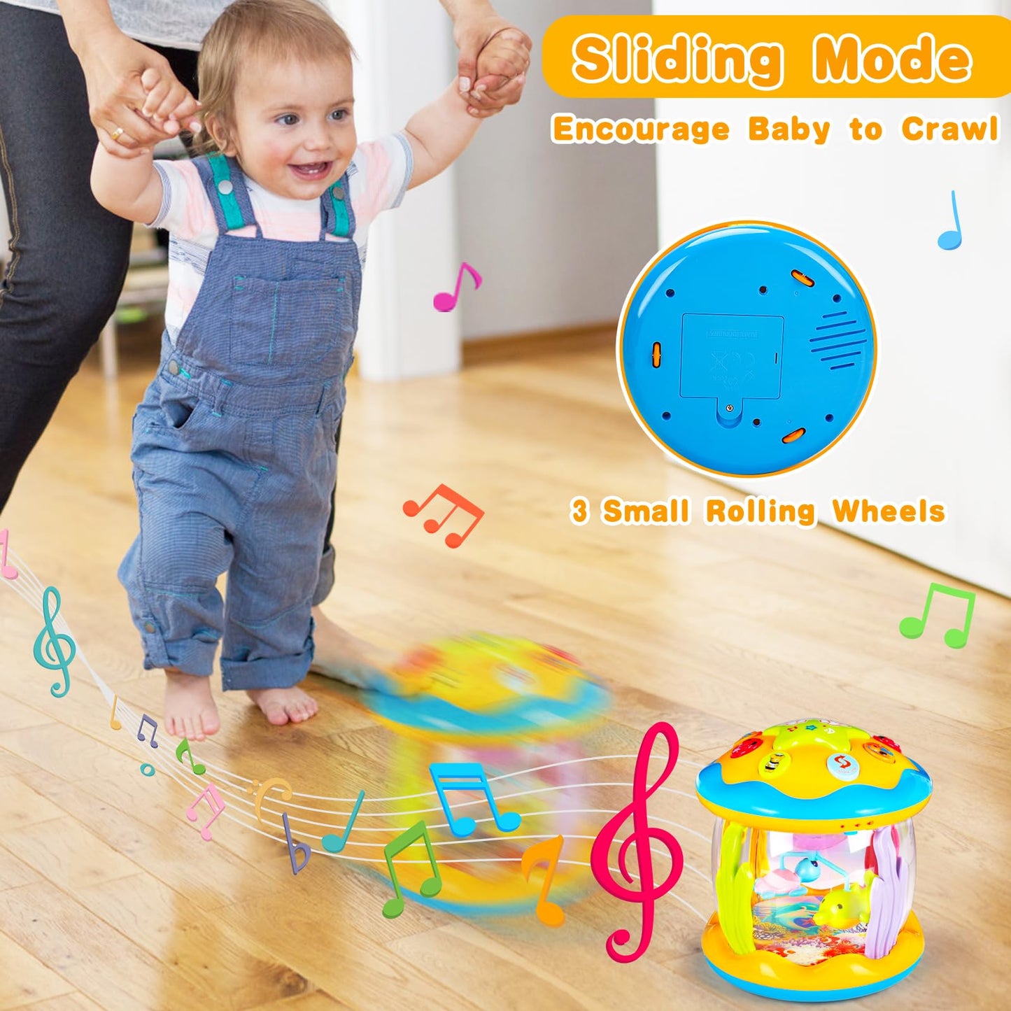 Baby Musical Toys 0-6 6-12 Months Rotating Projector Light Up Infant Tummy Time Toys 0-3-6 Months Sensory Toddler Toy Age 1-2-4 New Birthday Gifts For 1 Year Old Girl Boy Learning &Education Toy