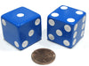 Koplow Games Set of 2 D6 25mm Large Opaque Jumbo Dice - Blue with White Pips