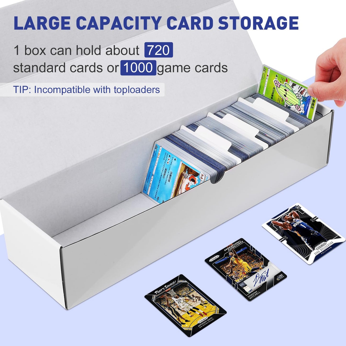 Neoact 14.4 Inch Trading Card Storage Box,6 Pack 1000Ct Cardboard Card Box With Dividers & Labels For Tcg,Game,Sports Cards Coll
