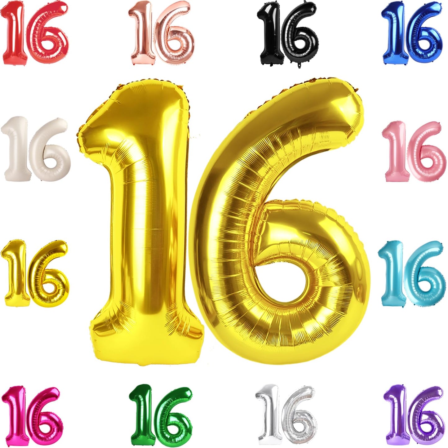 16 Balloon Number, Gold Number 16Th Birthday Balloons 40 Inch, Sweet Sweet 16 Years Old Gold Birthday Decorations For Boys Girls