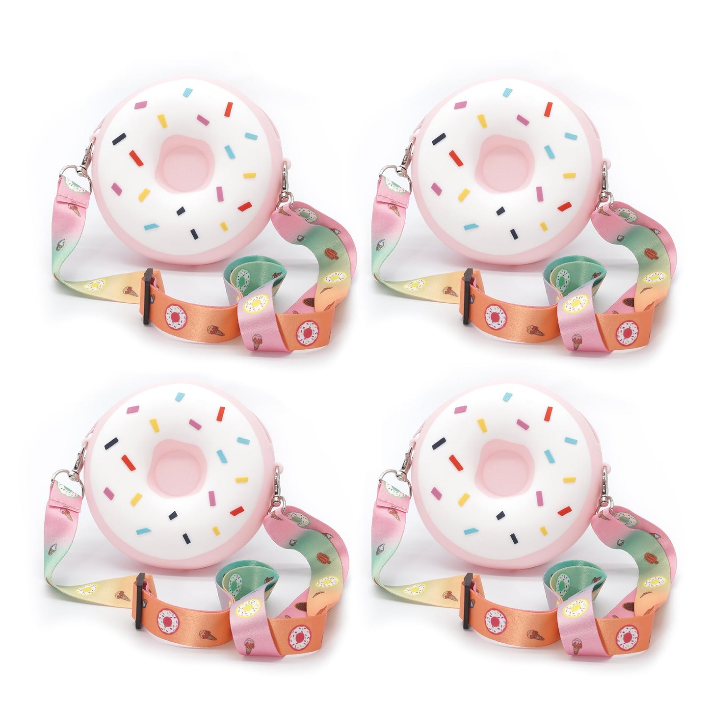 CONTRACONTACT Set of 4 Sweet Kids Purse Donut bags in pink in individual gift boxes, Donuts Purses as Kids Toys & first little h