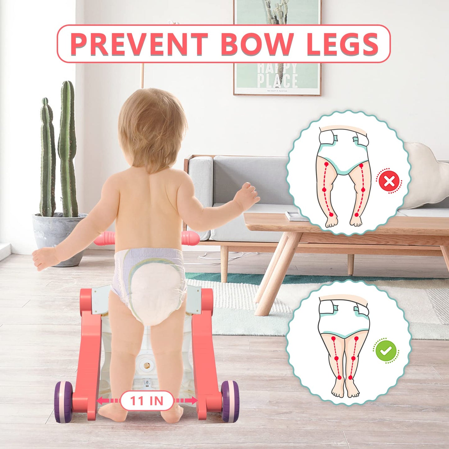 Qdragon 5 In 1 Walker For Baby Girl, Baby Push Walkers, Assemble As Scooter/Motorbike/Activity Center/Detachable Panel, Walking Toys For Infants 6-12 Months, Red