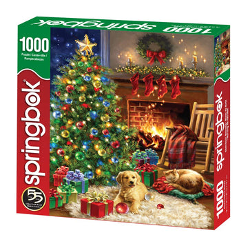 Springbok 1000 Piece Jigsaw Puzzle - Cozy Christmas Morning Scene, Multi Color, Engineered Wood, Model 34-10903