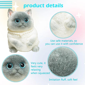 Taba Giant Squishy For Kids Adults, Big Furry Cat Toy For Stress Relief, Super Soft Squeeze Fidget Toy (Siamese Cat)