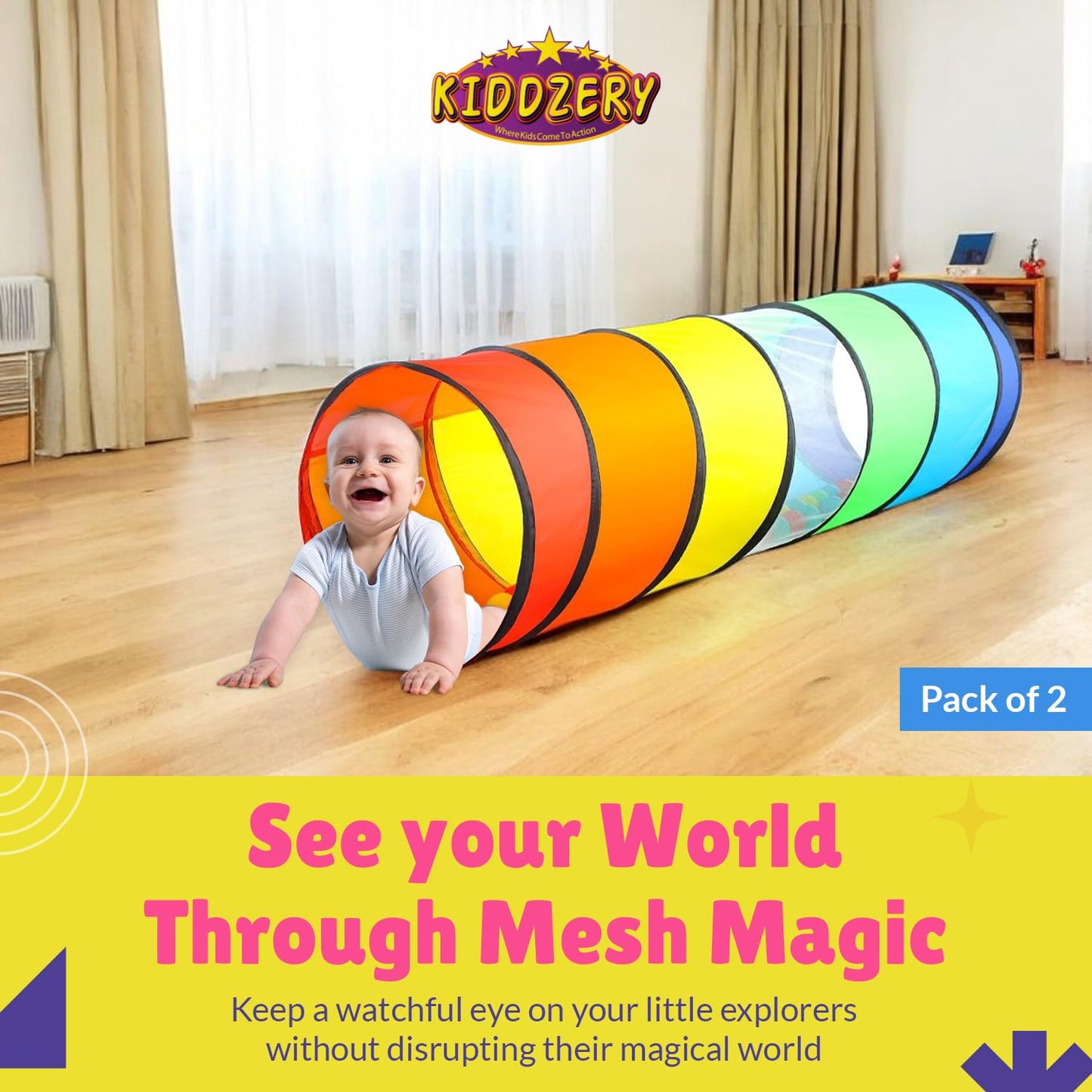 Kids Play Tunnel Set For Toddlers | Double Tunnels For Indoor And Outdoor Fun | Pop-Up Crawl Tunnels For Babies, Toddlers, And P