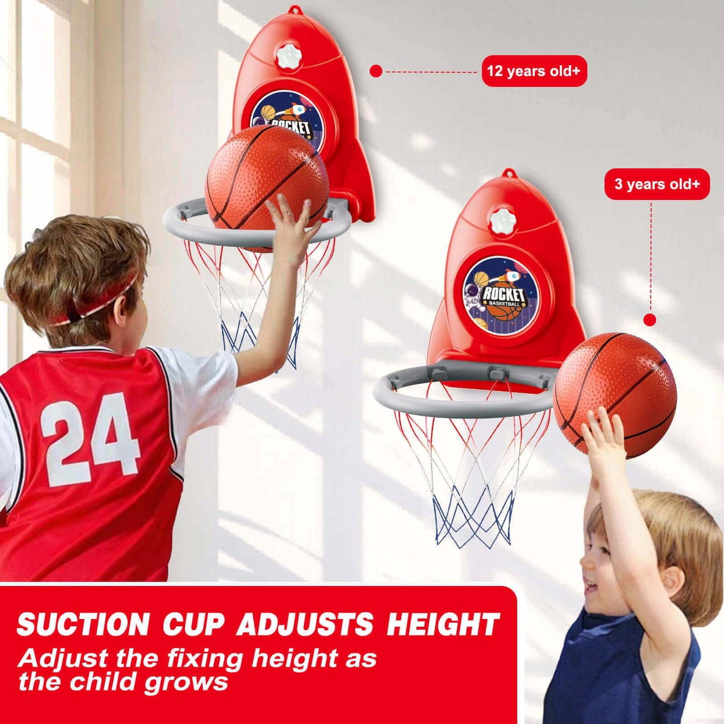 Aooess Basketball Hoop Indoor Toys For Kids 3 4 5 Boys: Toddler Basketball Hoop Indoor Wall Mount Basketball Hoop Suction Cup Ba