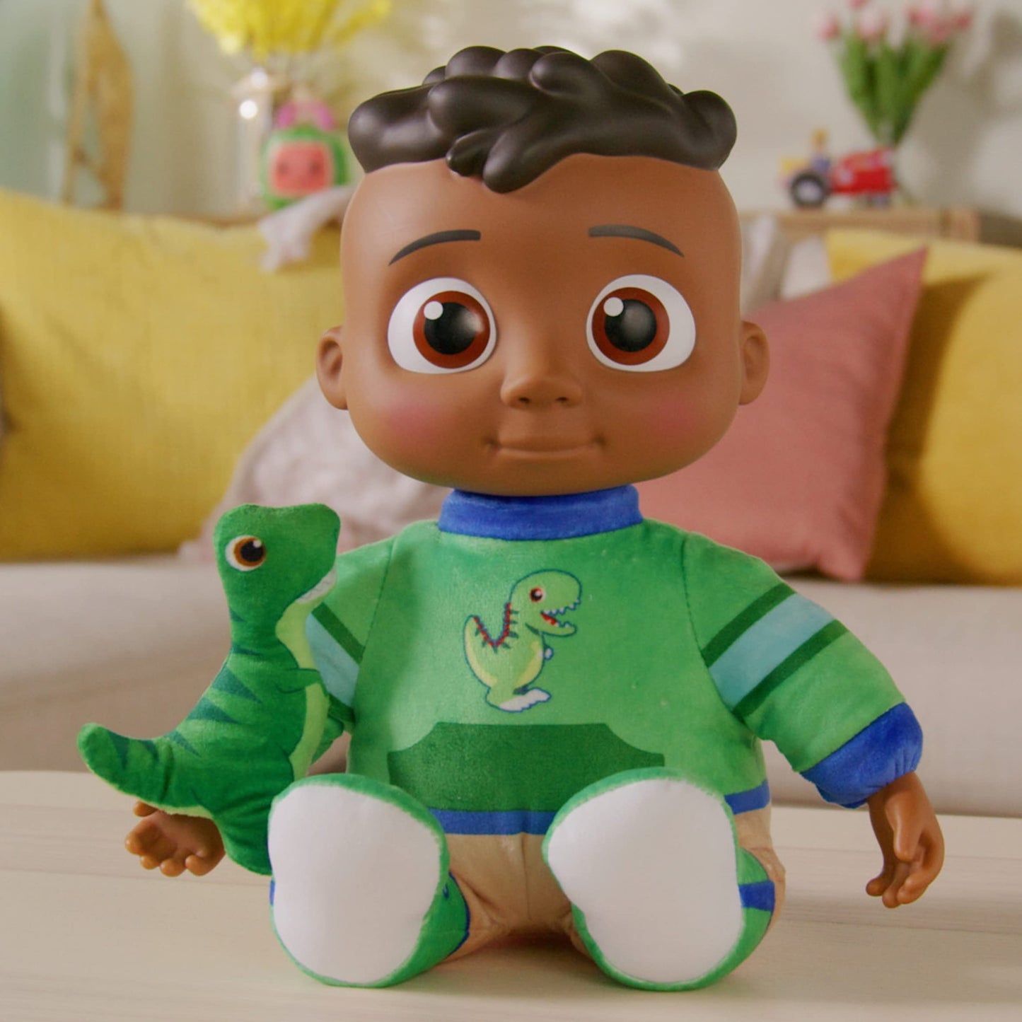 Cocomelon Official My Friend Cody With Dinosaur Plush - Plays ‘Cody’S Special Dinosaur Day’ Song Clips - Press Tummy For Music And Phrases - Toys For Preschoolers