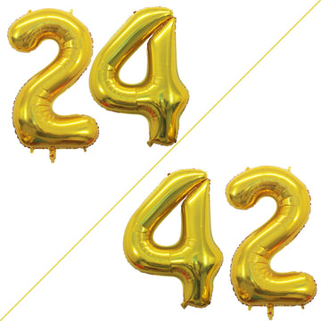 Goer Number 24 Balloons For 24Th Birthday Party Decorations,42 Inch Jumbo Foil Helium 42 Balloons For 42Nd Birthday Party Decoration (Gold)