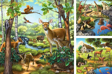 Ravensburger - Forest Zoo & Farm Animals - 49 Piece Jigsaw Puzzle 3 Pack Set - Vibrant Colors - Deer Horses & More - Larger Pieces - enhanced Quality - Ideal Gift - Screen-Free Fun - Children Age 5+