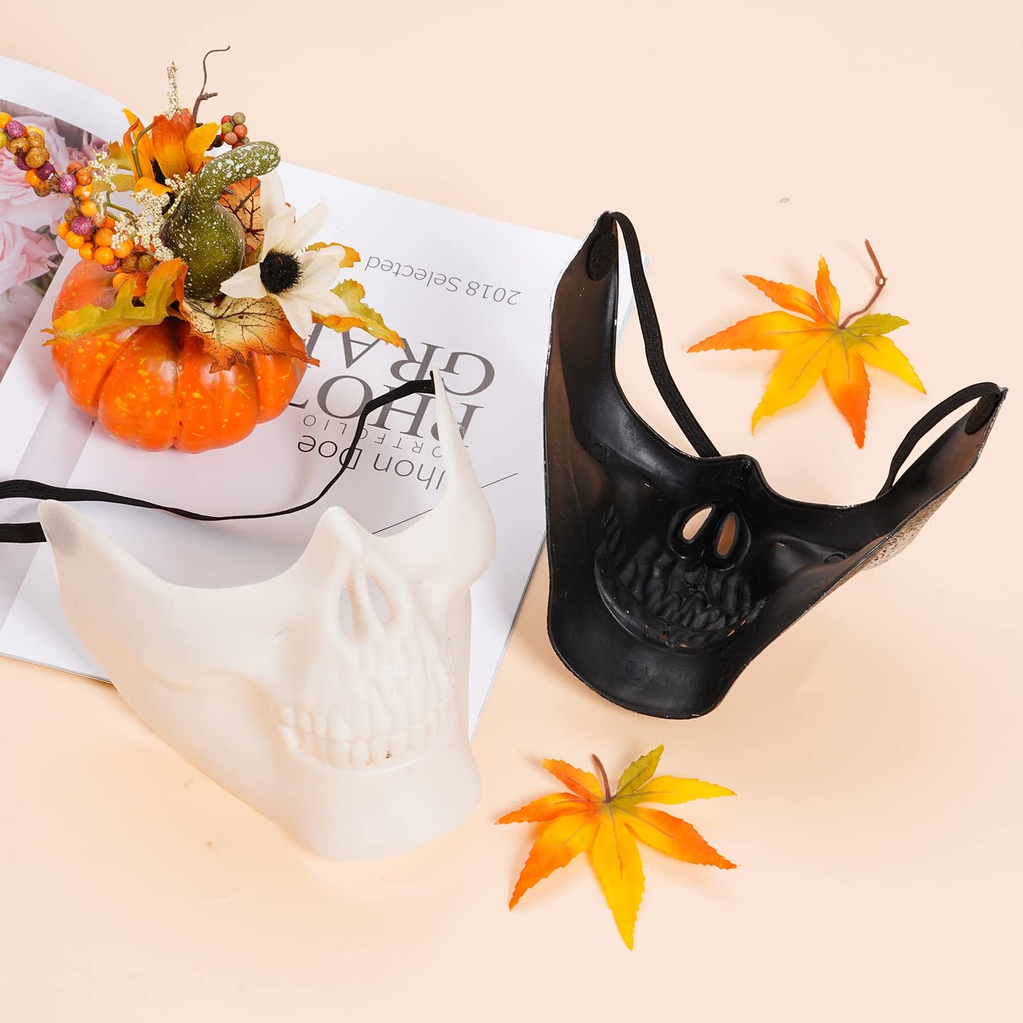 Yookat 4 Pieces Halloween Masquerade Mask Skull Skeleton Mask Half Face Skeleton Mask Masquerade Masks Skull Masks for Halloween