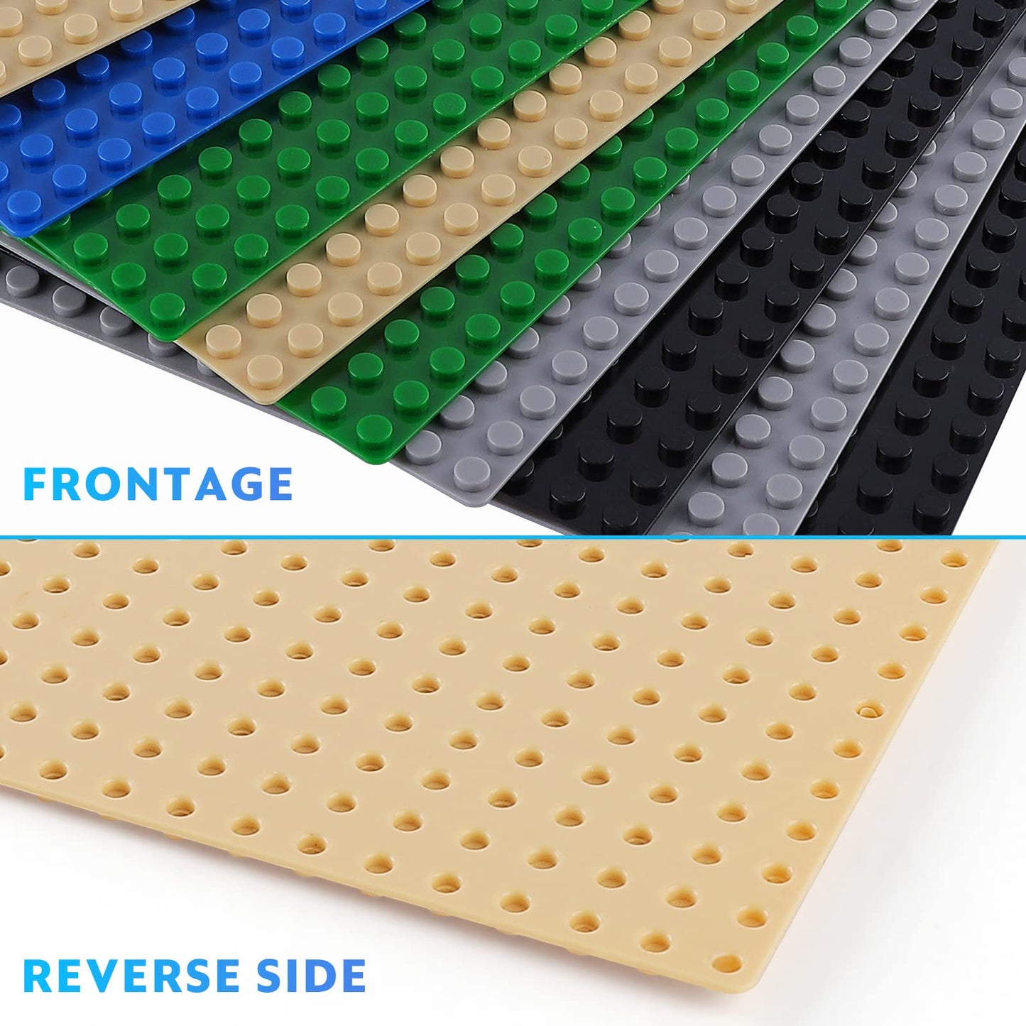 Pokiiulk Classic Baseplates Building Plates-Pack Of 10 Large 10'' X 10'' Building Bricks, Compatible With All Major Brands And A