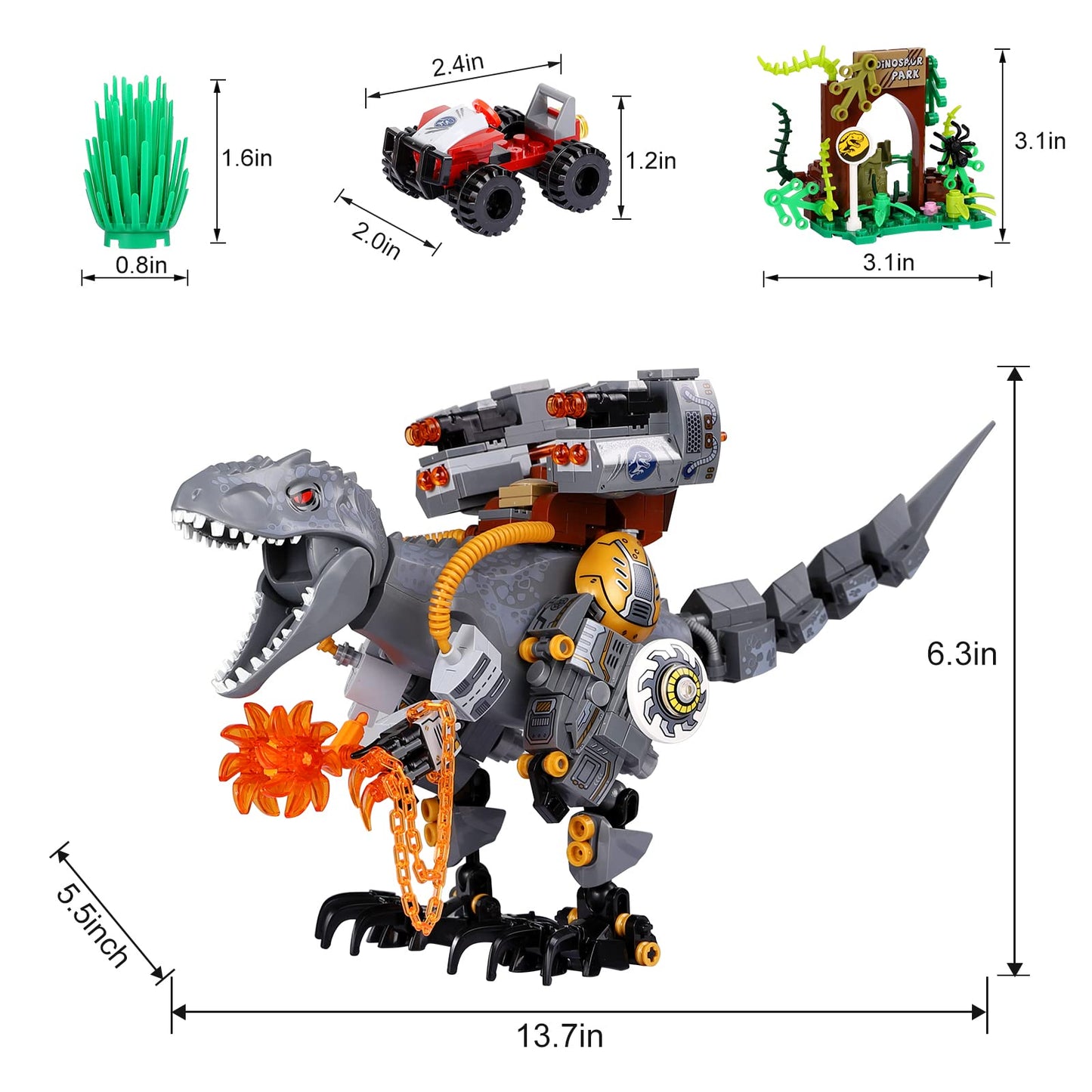 Enjbrick Dinosaur Building Set For Boys 8-14 Years,Dino Toy For Boys And Girls, With Truck,Baby Dino For Movie Fans Birthday Gifts