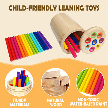 Montessori Wooden Learning Color Sorting Toys For Toddlers Age 1-3, Fine Motor Toys Sensory Matching Games, Busy Board For 18 Mo