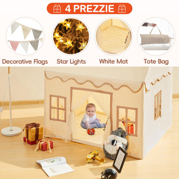 Rongfa Playhouse Play Tent For Kids-Portable With Padded Mat, Star Lights, Carry Bag, Kids Play Tent Indoor & Outdoor, Washable Kids Play House For Toddler