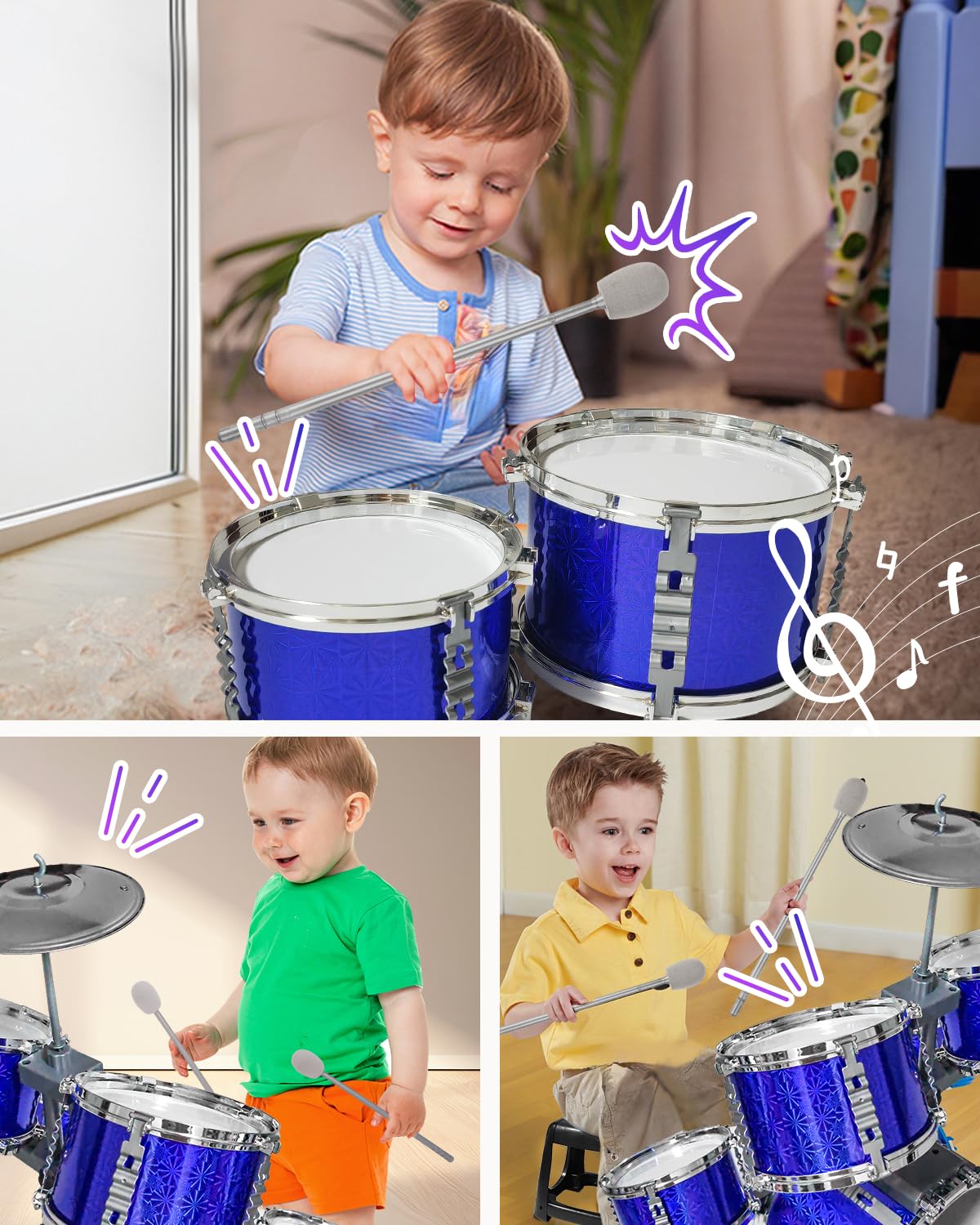 Toddlers Drum Set For Kids, Kids Drum Set Kit Musical Toys For 4 5 6 7 Year Old Birthday Gifts, Jazz Drum Set For Kids 3-5 Music