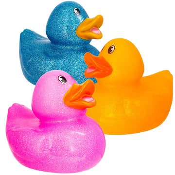 The Dreidel Company Giant Glitter Rubber Duck Toy With Sound Assortment Duckies For Kids, Bath Birthday Gifts Baby Showers Summer Beach And Pool Activity, 6' (3-Pack)
