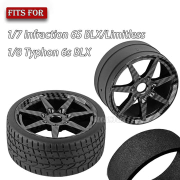 BRCatWPark RC Highway Tires Wheel for 1/7 Infraction 6S BLX/Limitless,1/8 Typhon 6s BLX,7 Spokes Wheel Rim & Rubber Highway Tire