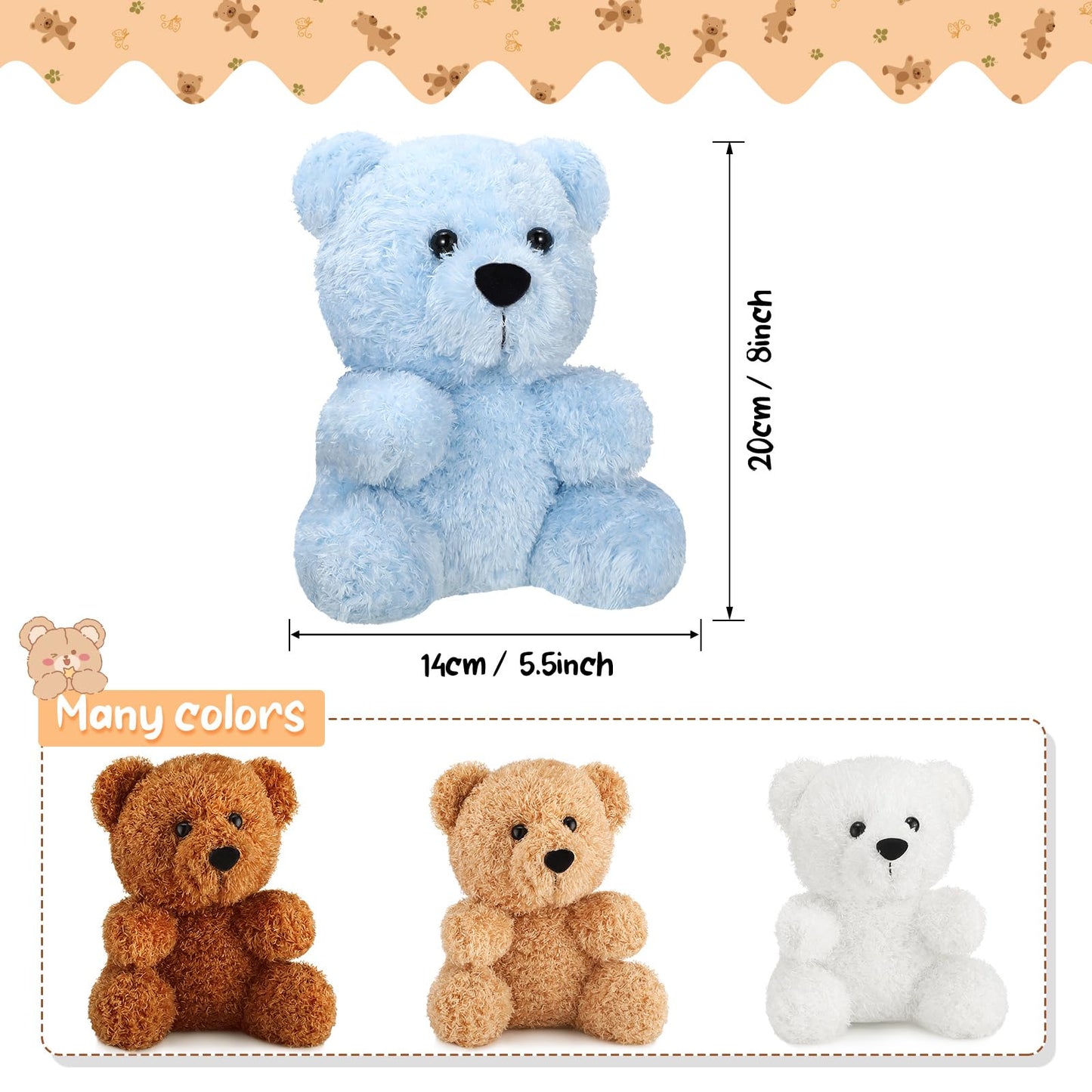 Hydren 4 Pieces Bear Stuffed Animals 7.8 Inch Plush Bear Toys Soft Cute Doll Gift For Valentine'S Day Wedding Baby Shower Favors