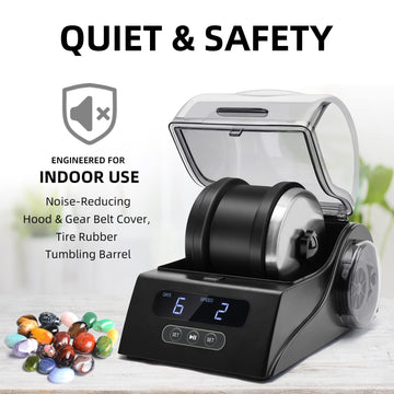 Tryes Rock Tumbler Kit Adults - Rock Polisher Tumbler With Noise Reduction Cover, Speed&Timer Control, Includes 4 Polishing Grits, Rough Gemstones, Learning Guide Etc., Great Science Gift For All Ages