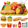 BUYGER Fast Food Play Food Toys for Kids Toddler Children Toy Kitchen Accessories Playset Plastic Toy Food Sets Pretend Play Gif