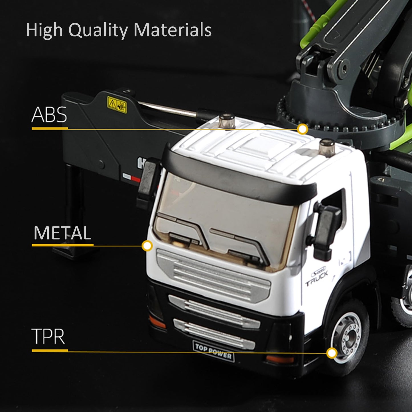 Qcar Concrete Pump Truck Construction Vehicles Toys,1:50 Scale Diecast Site Concrete Pump Truck, Toy Trucks for Kids (Green)