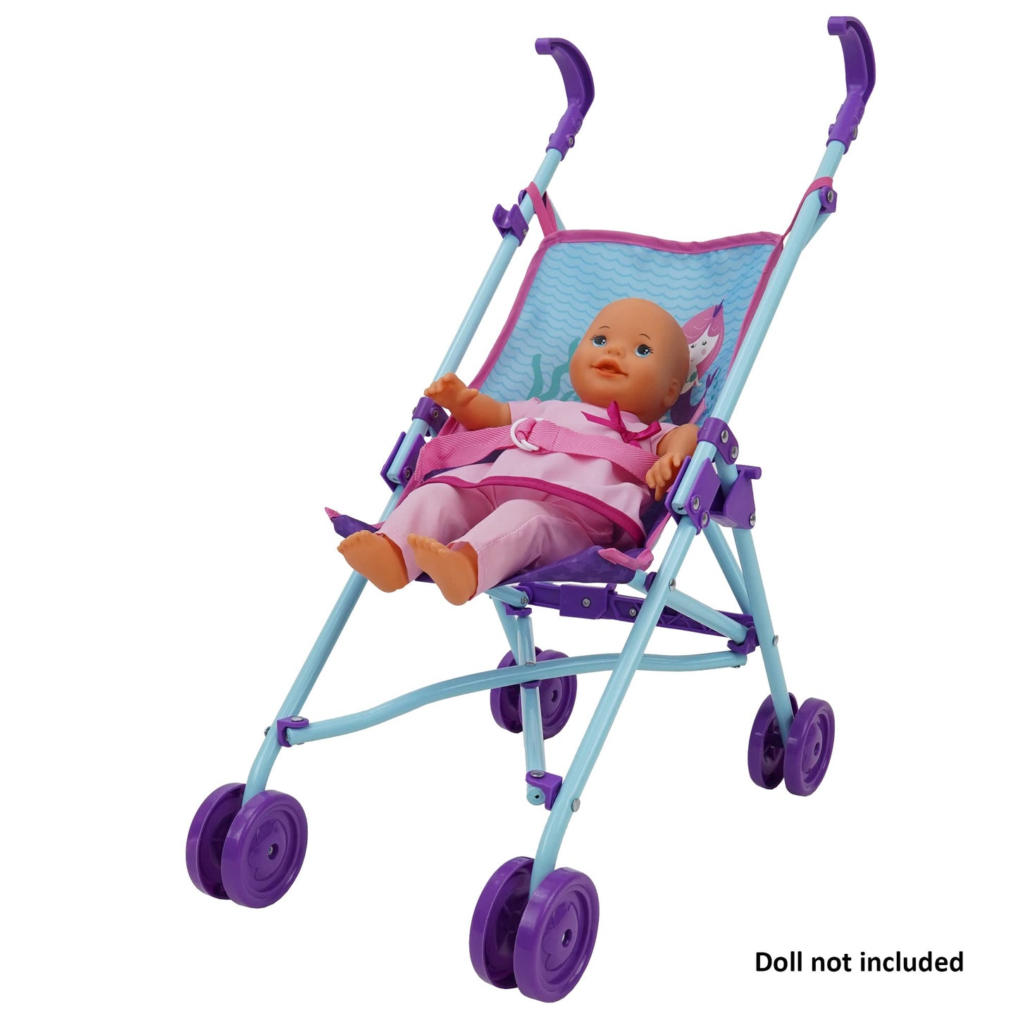 509 Crew 509: Mermaid Doll Umbrella Stroller - Kids Pretend Play Stroller, Easy Fold Storage & Travel, Fits Dolls Up To 18', Ages 3+ (T701028)